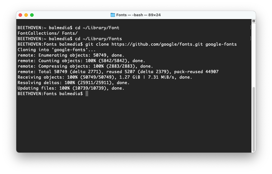cmd screen google fonts